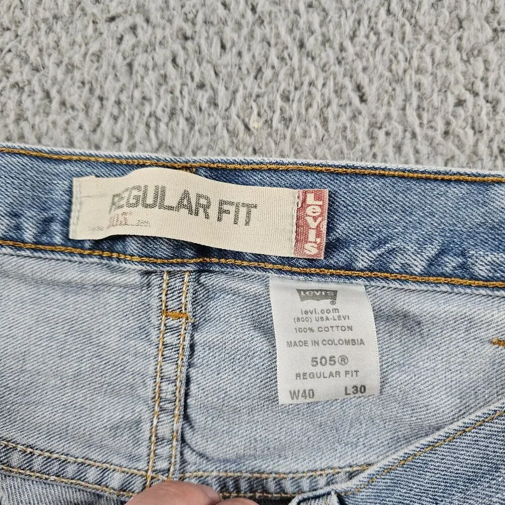 Levis 505 Jeans Mens 38x28 Blue Denim Regular Straight Grunge Y2K Vintage Casual